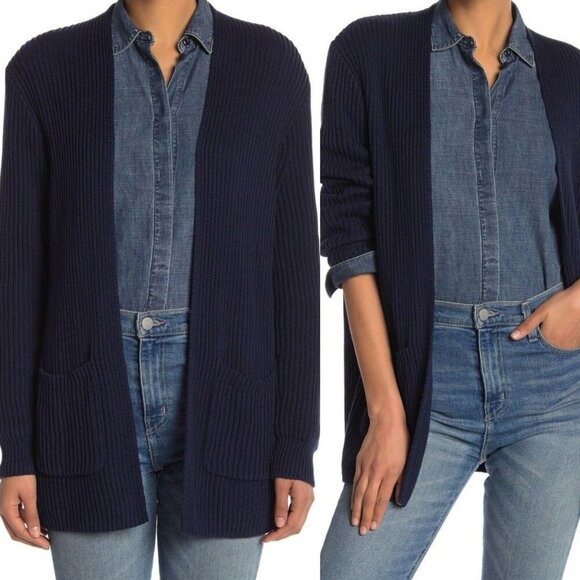 Madewell Nolan Open Cardigan Womens Size M Pockets Cotton Classic Minimalist - Picture 1 of 8